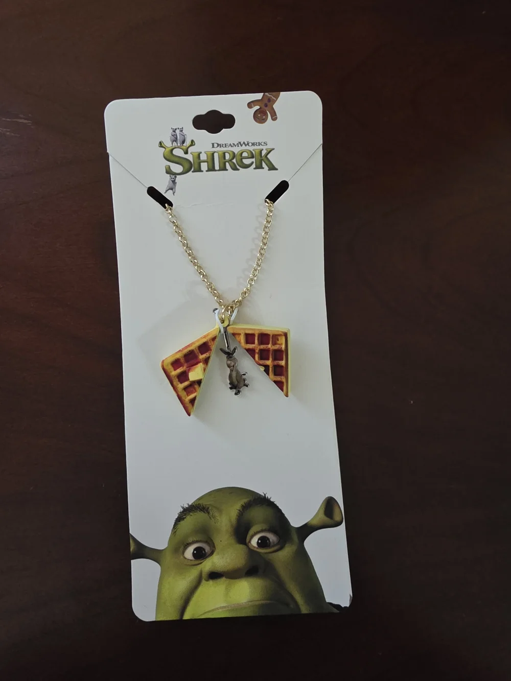 Bioworld Dreamworks Shrek Donkey Waffle  Necklace with Gold-tone Chain Charm